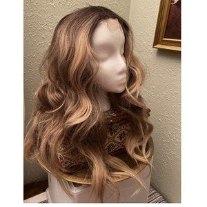 WIG SALE! In time for Halloween! Long wavy blonde highlights w ash brown roots